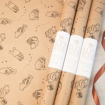 Pooh&Honey Eco Gift Wrapping Paper Rolls | Classic Winnie-the-Pooh Illustration Recycle Papers for Holiday and Kids Birthday Gift Wraps