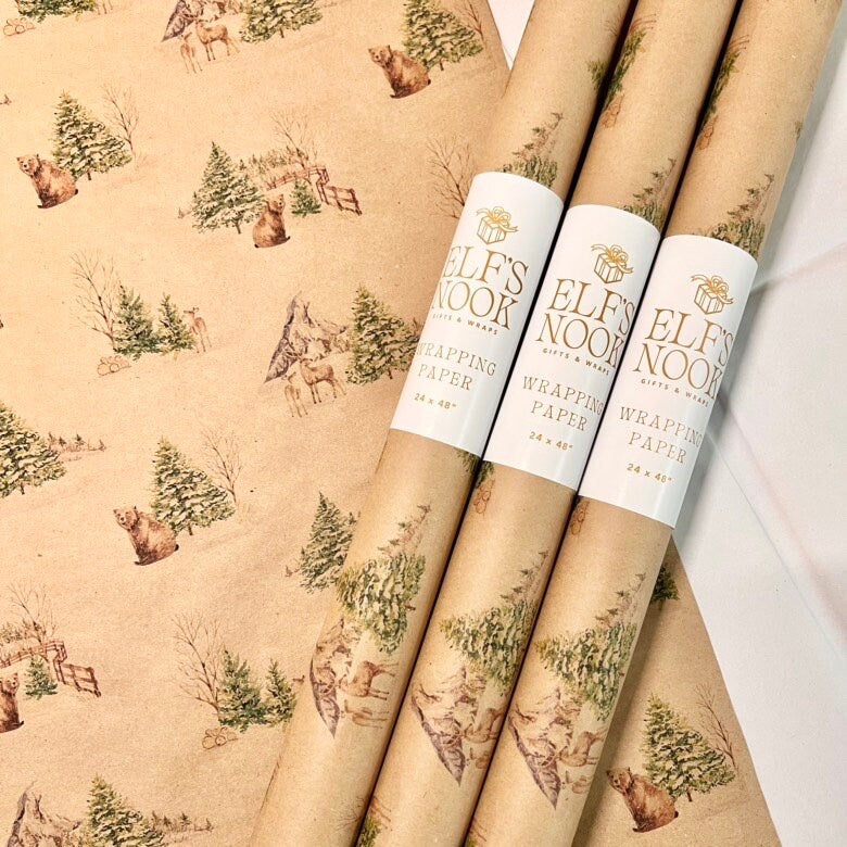 Winter Bear & Deer Eco Christmas Gift Wrapping Papers | Classic Waterc