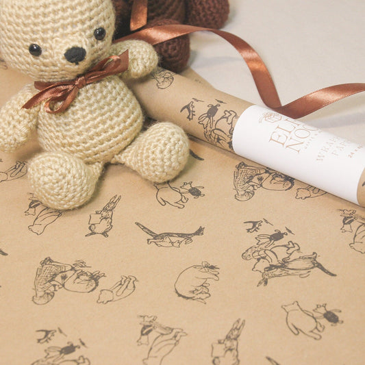 Winnie-the-Pooh Animal Friends Eco Gift Wrapping Paper Rolls | Vintage Classic Recycled Papers for Baby Shower Birthday Gift Wraps