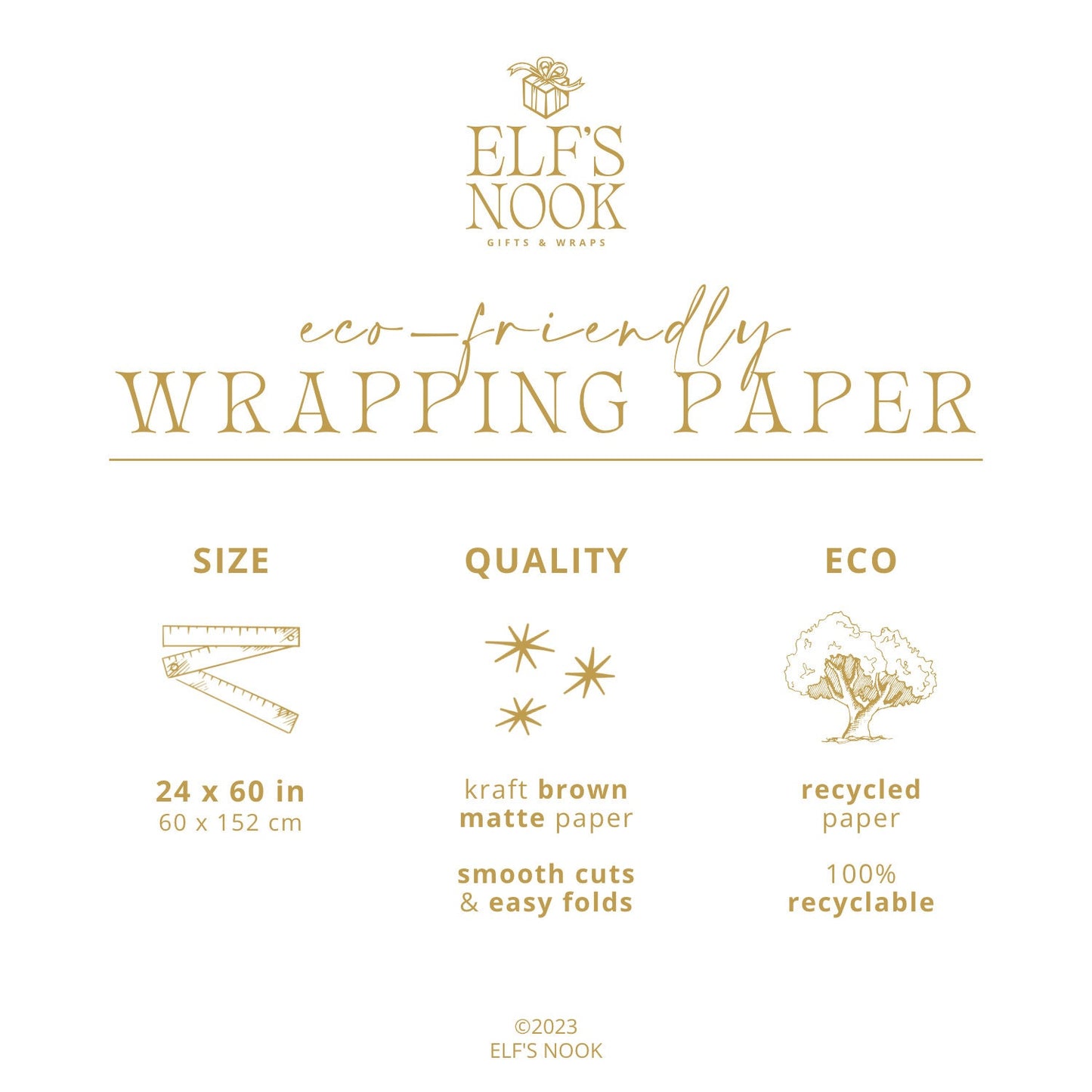 Christmas Tree Eco Gift Wrapping Papers | Watercolor Holiday Illustration on Recycled Kraft Brown Paper Rolls | Sustainable Gift Wraps