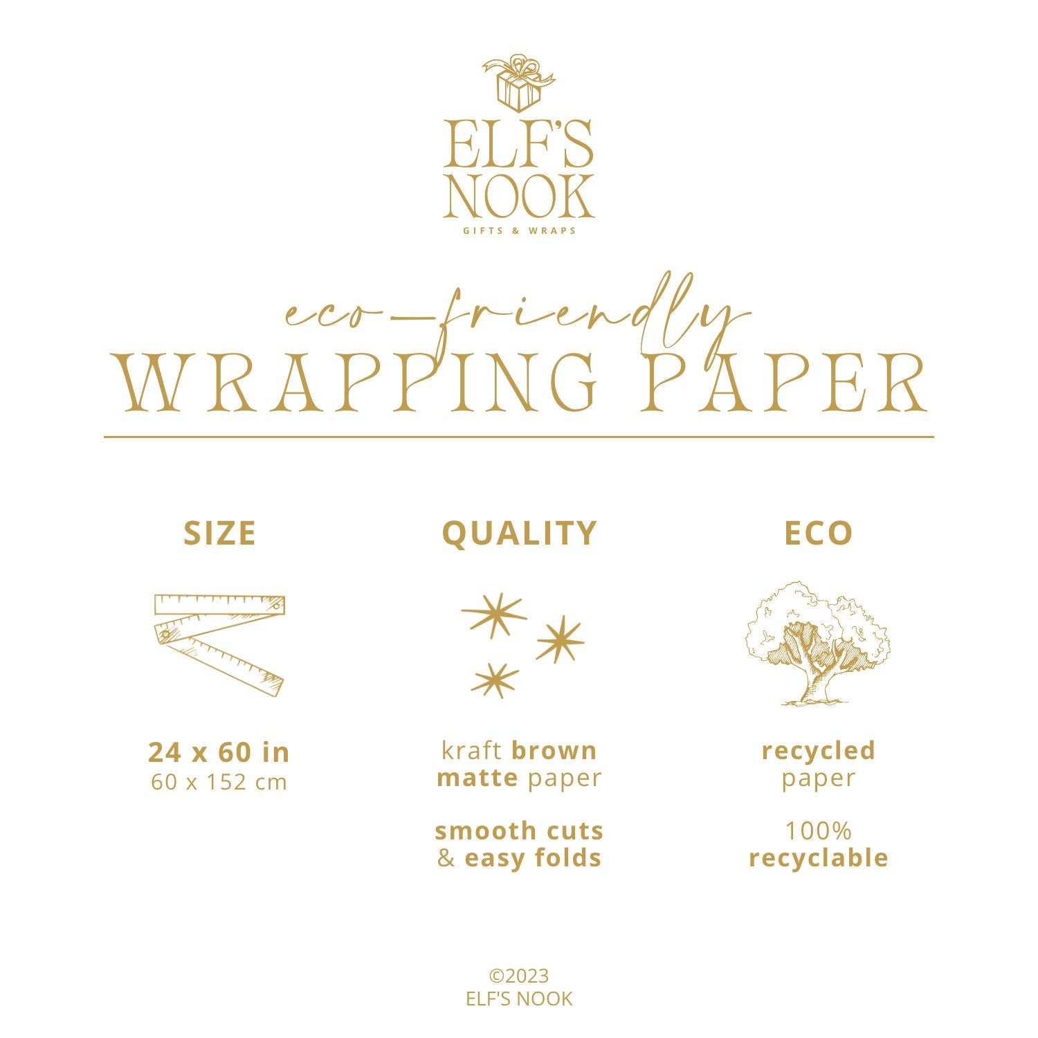 Christmas Tree Eco Gift Wrapping Papers | Watercolor Holiday Illustration on Recycled Kraft Brown Paper Rolls | Sustainable Gift Wraps