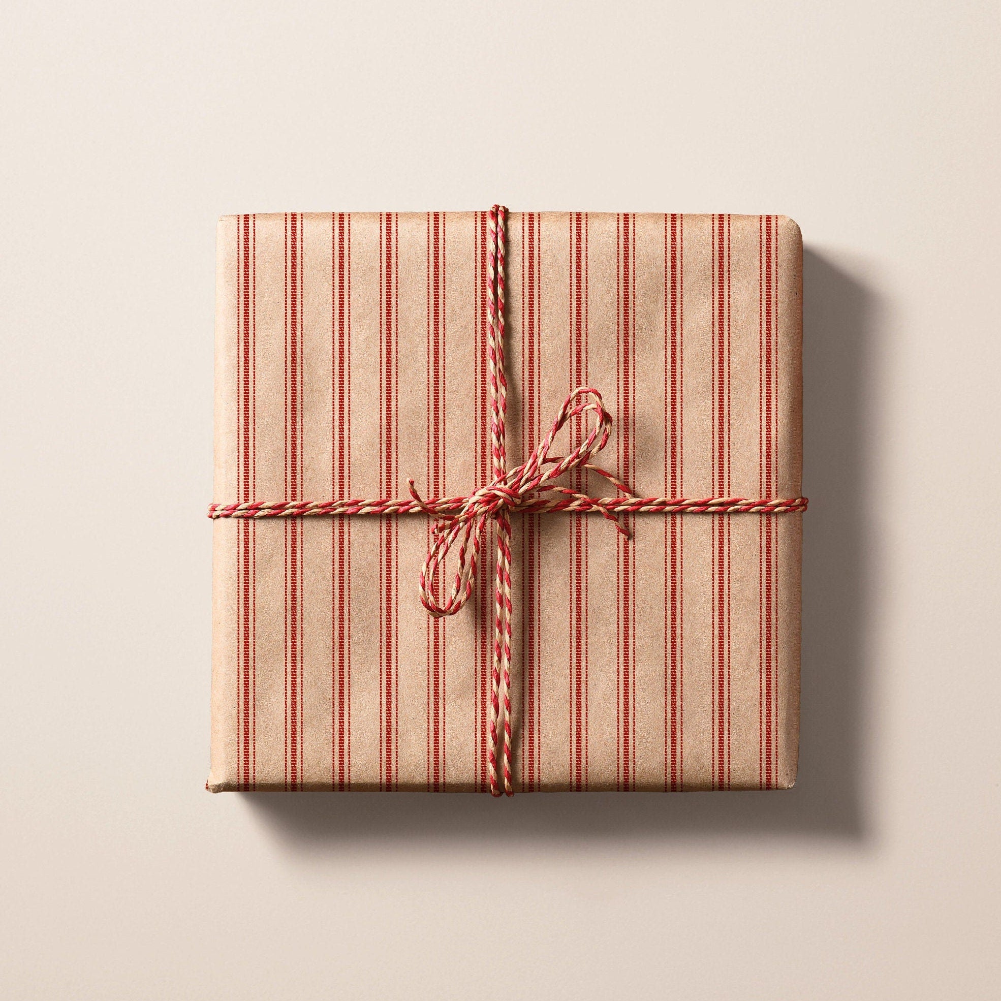Rustic Stripe Eco Wrapping Paper Red | Recycled & Sustainable Christma ...