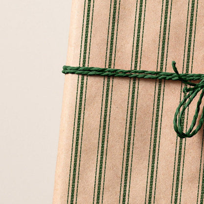 Rustic Stripe Eco Wrapping Paper Green | Recycled & Sustainable Christmas Gift Wrap for Vintage Farmhouse Holiday Decorations